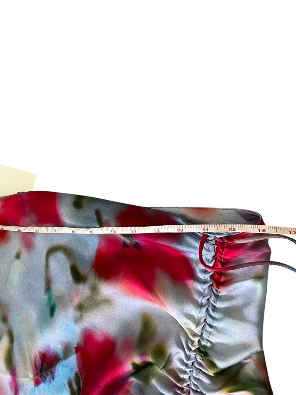 Zara Satin Effect Printed Midi Skirt Ruched Slit High Waist Size Large NWT Chic - Picture 14 of 14